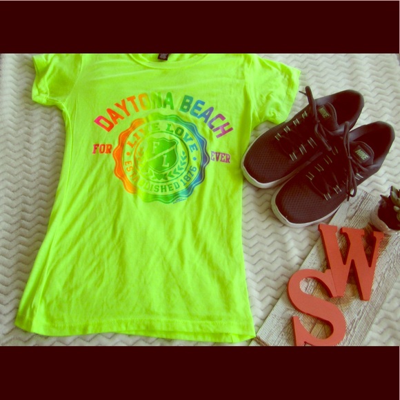 Neon Yellow Rue21 Daytona Beach T-Shirt - Picture 1 of 4